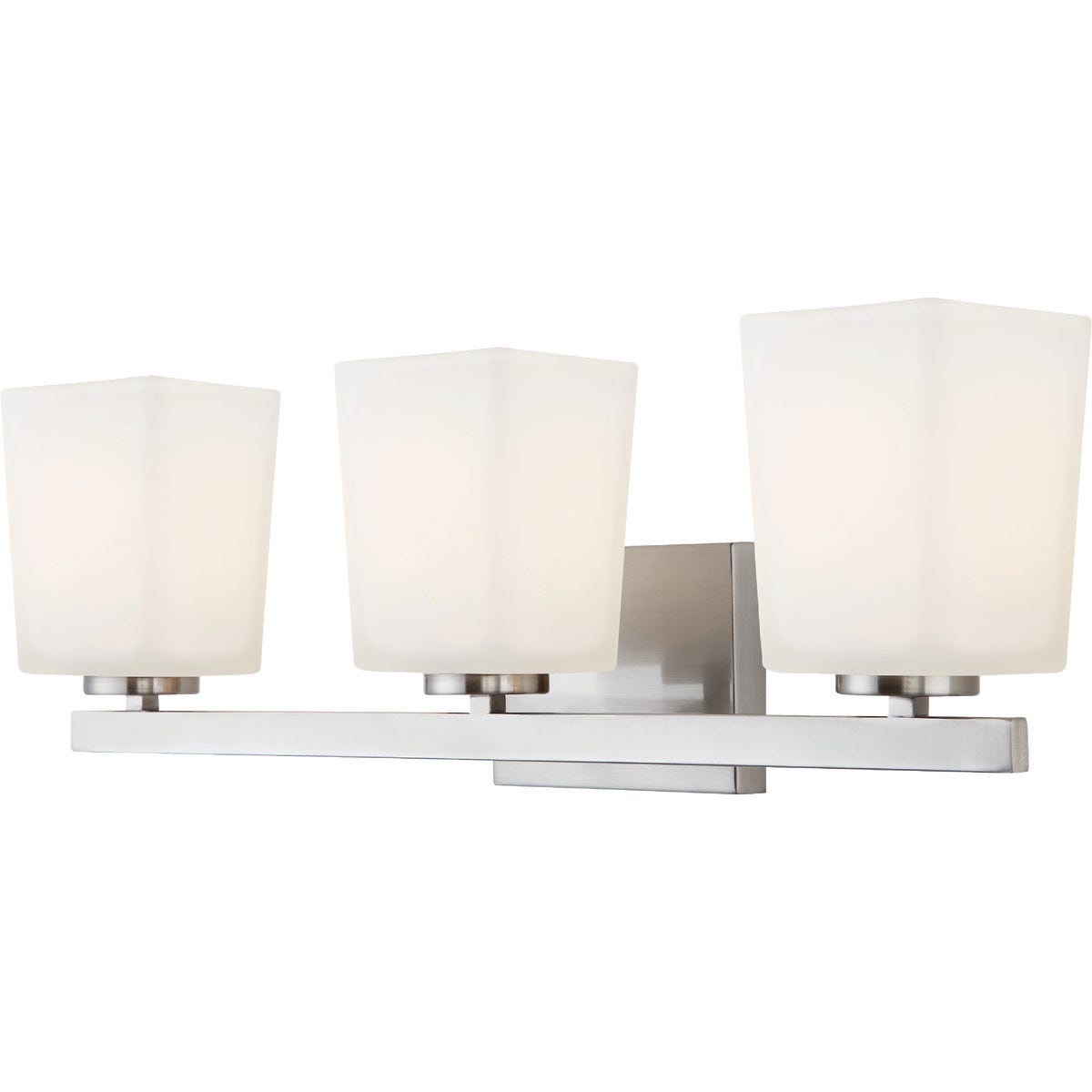 Canarm Hartley 3-Light Brushed Nickel Vanity Bath Light Fixture, Flat Opal Glass Canarm Hartley 3-Light Brushed Nickel Vanity Bath Light Fixture, Flat Opal Glass