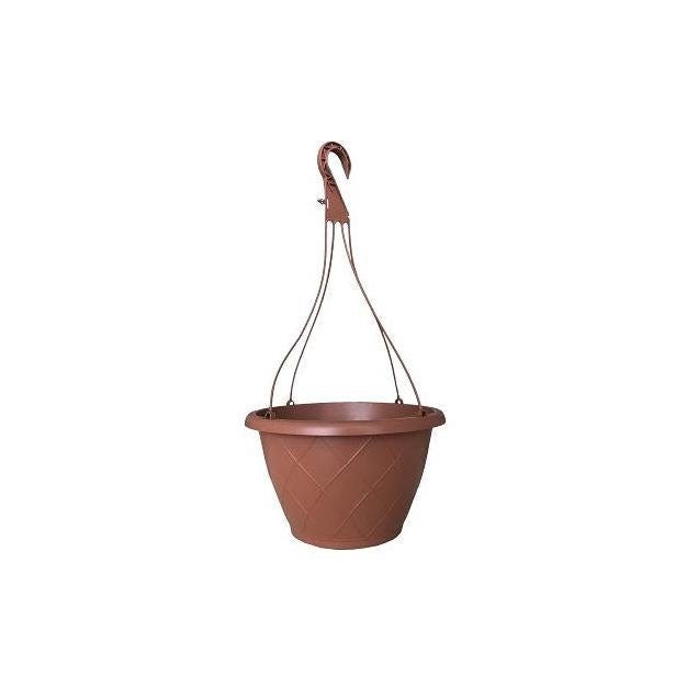 Southern Patio 12 In. Terra Cotta Plastic Hanging Basket With Saucer Southern Patio 12 In. Terra Cotta Plastic Hanging Basket With Saucer