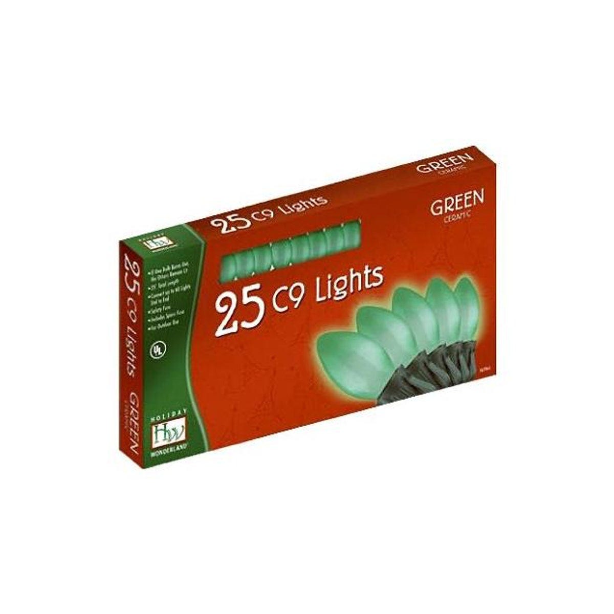 Holiday Wonderland Green Ceramic 25-Bulb C9 Christmas String Light Set