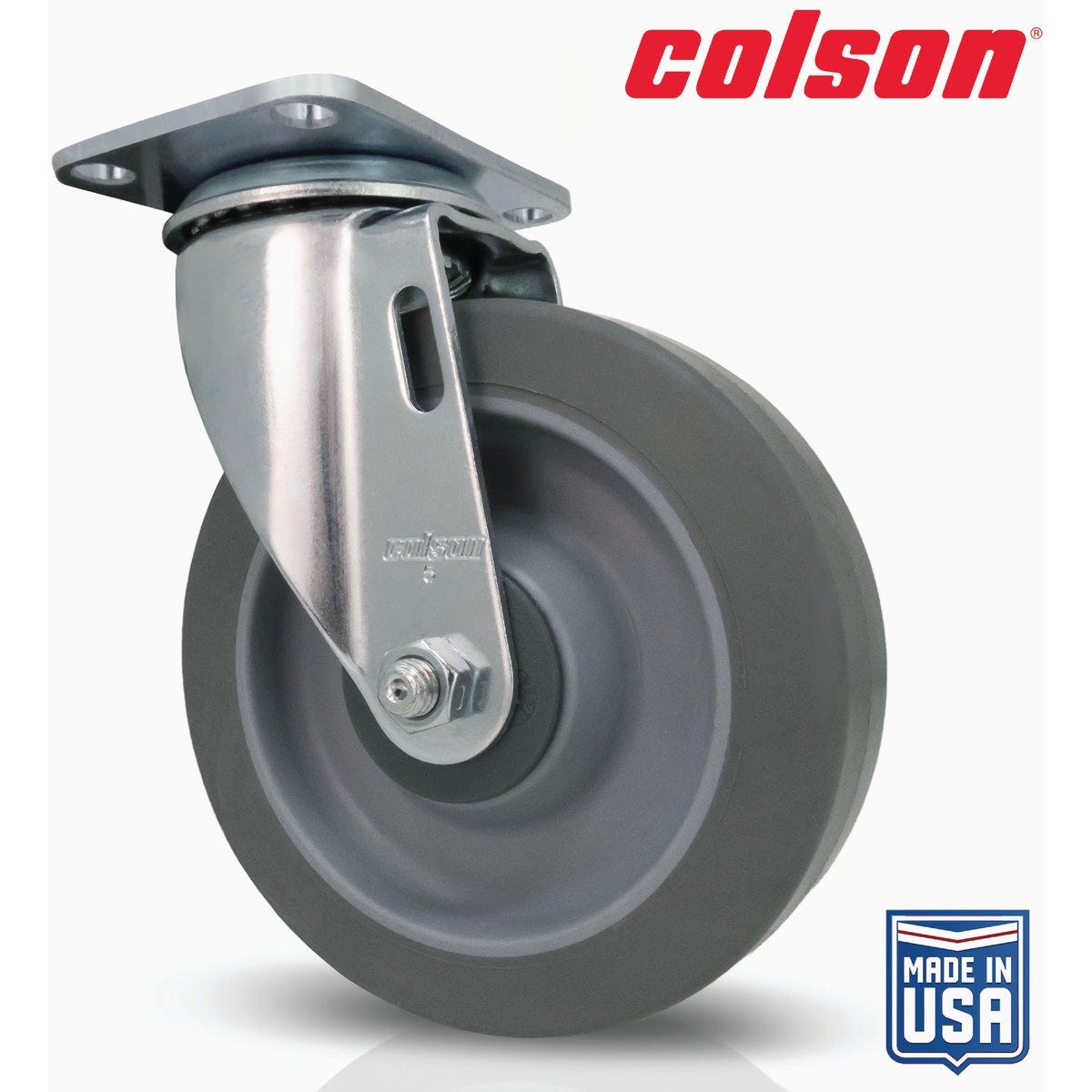 Colson 5 In. Gray TPR Swivel Plate Caster