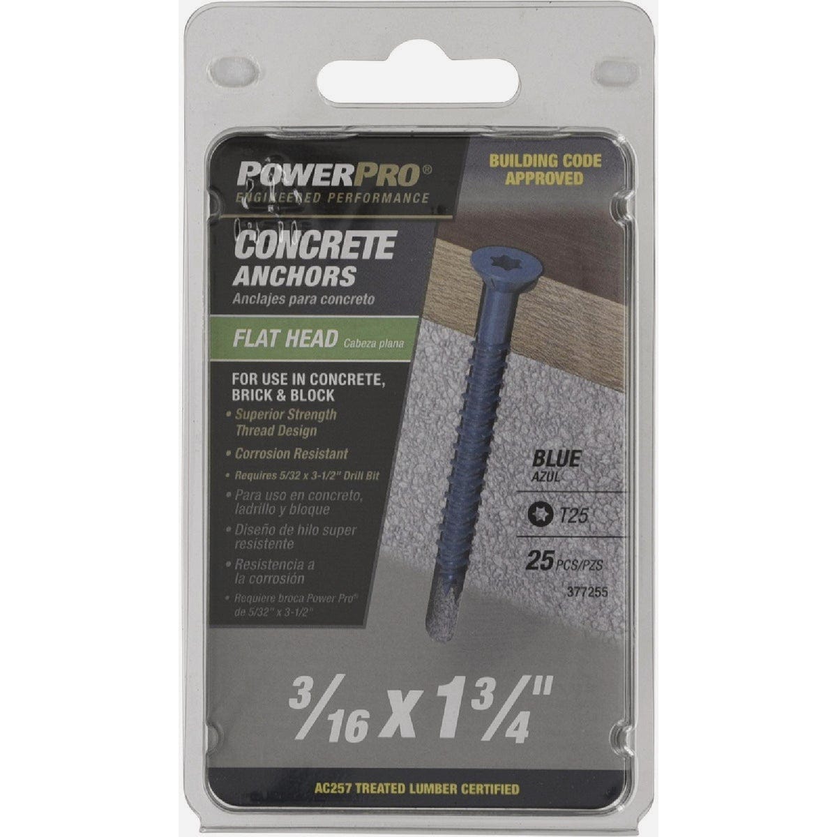 Hillman Power Pro Blue Hex Concrete Screw Anchors (3/16" x 1-3/4") - 25 pc- - photo 2 Hillman Power Pro Blue Hex Concrete Screw Anchors (3/16" x 1-3/4") - 25 pc- - photo 2