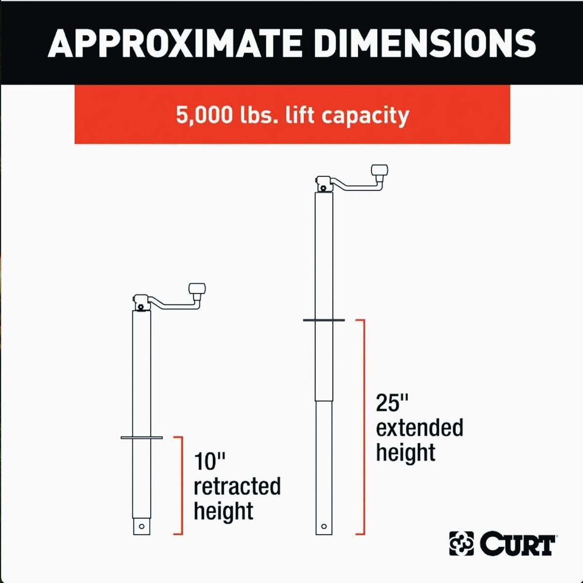 CURT 5000 Lb. Weld-On Pipe-Mount Swivel Trailer Tongue Jack, 10-3/4 In. Vertical Travel - photo 3 CURT 5000 Lb. Weld-On Pipe-Mount Swivel Trailer Tongue Jack, 10-3/4 In. Vertical Travel - photo 3