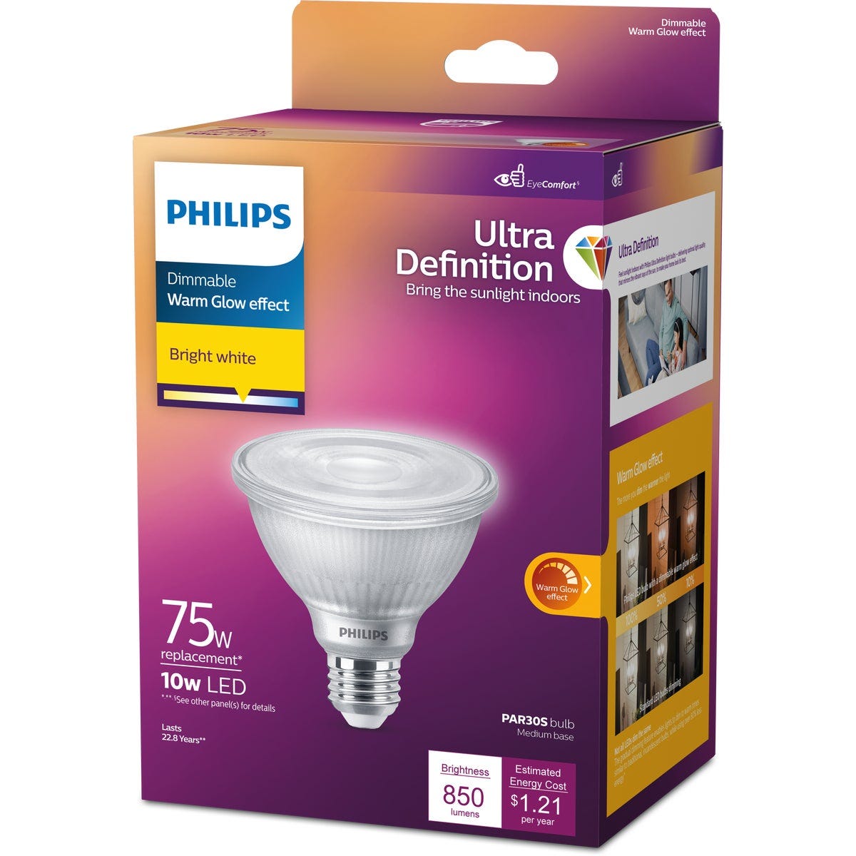 Philips Ultra Definition 75W Equivalent Bright White PAR30S Medium Dimmable LED Floodlight Light Bulb Philips Ultra Definition 75W Equivalent Bright White PAR30S Medium Dimmable LED Floodlight Light Bulb