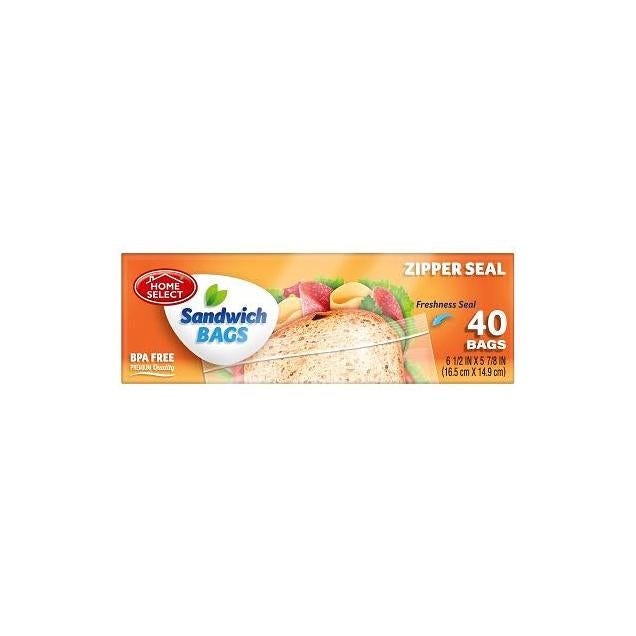 Home Select Zipper Seal Sandwich Bags (40-Ct.)