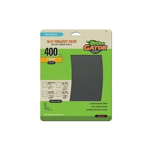 GatorGrit 9 In. x 11 In. Super Fine 400-Grit Sandpaper (5-Pack)