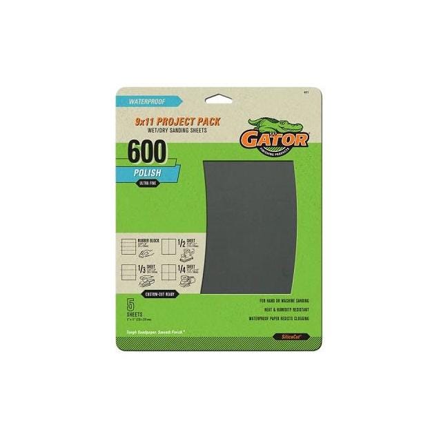 GatorGrit 9 In. x 11 In. Ultra Fine 600-Grit Sandpaper (5-Pack)