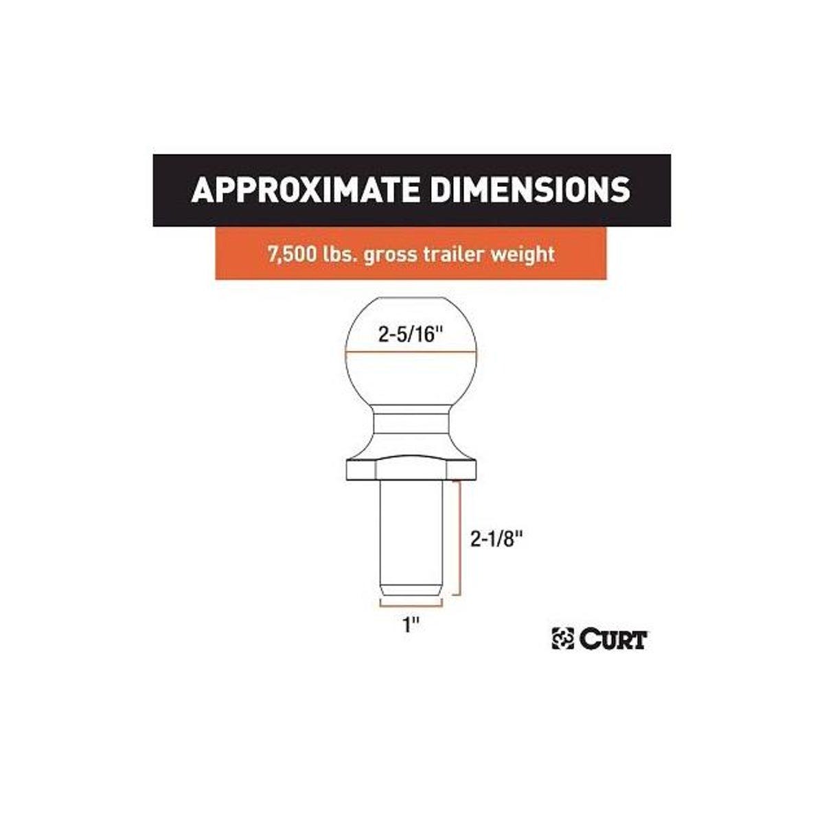 CURT Stainless Steel Trailer Hitch Ball, 7,500 Lb. Load - photo 2