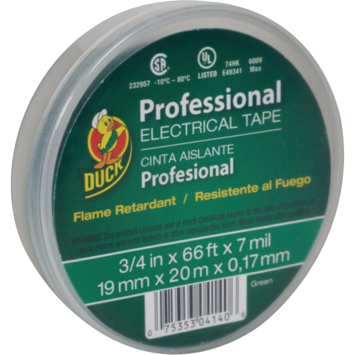Duck Brand 0.75 In. x 66 Ft. x 7 mil Green Professional Electrical Tape Duck Brand 0.75 In. x 66 Ft. x 7 mil Green Professional Electrical Tape