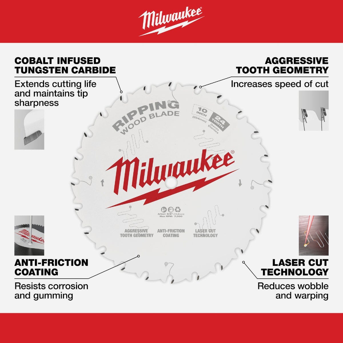 Milwaukee 10 In. 24-Tooth Ripping Circular Saw Blade - photo 4 Milwaukee 10 In. 24-Tooth Ripping Circular Saw Blade - photo 4