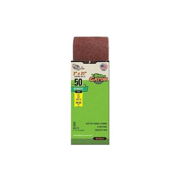 Gator 3 In. x 21 In. 50-Grit Aluminum Oxide Sanding Belt (5-Pack)