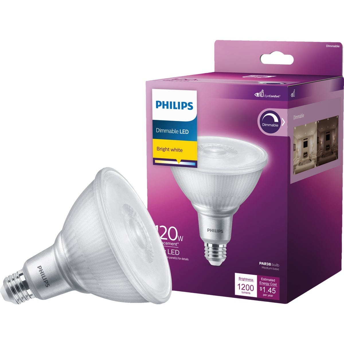 Philips 120W Equivalent Bright White PAR38 Medium LED Floodlight Light Bulb