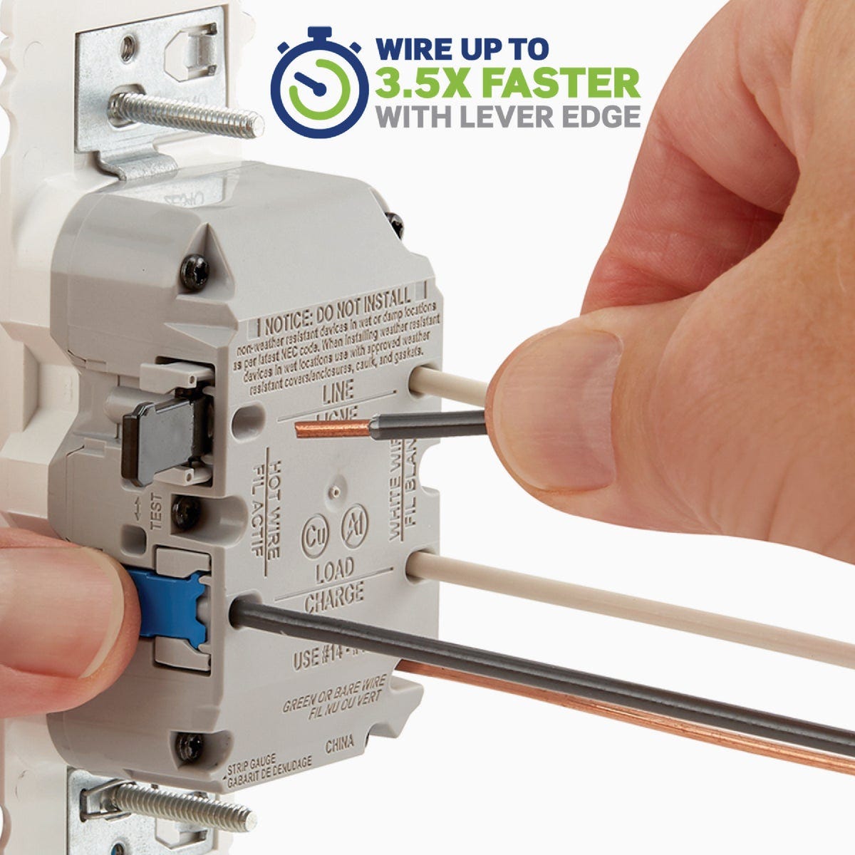 Leviton Lever Edge Self-Test 15A Tamper/Weather-Resistant GFCI Duplex Outlet - photo 2 Leviton Lever Edge Self-Test 15A Tamper/Weather-Resistant GFCI Duplex Outlet - photo 2