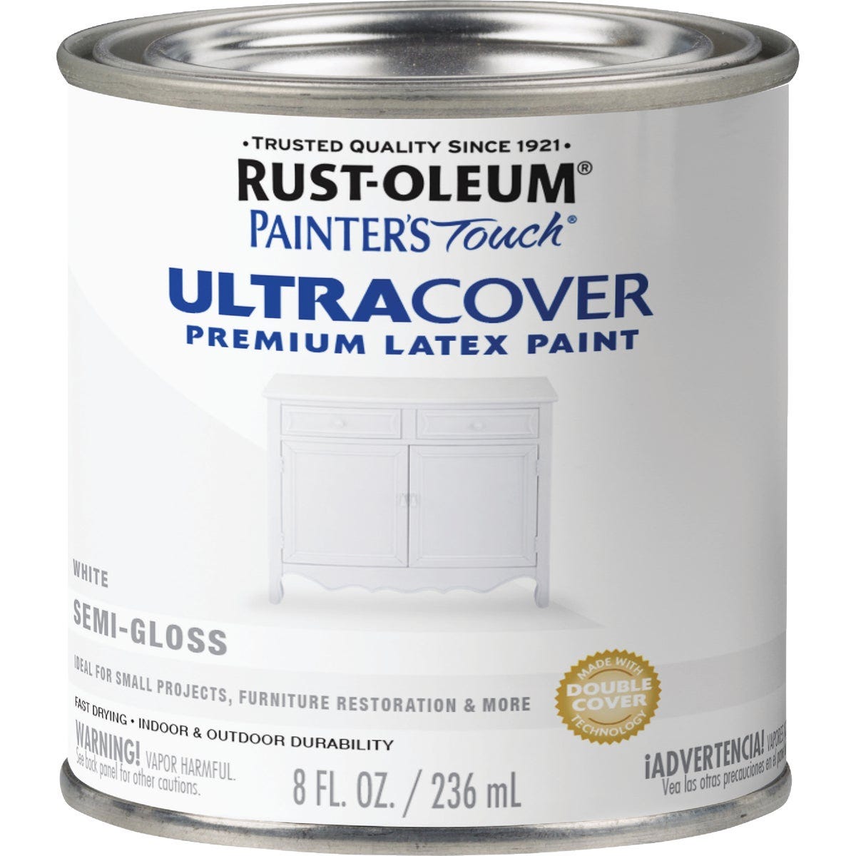 Rust-Oleum Painter's Touch 2X Ultra Cover Premium Latex Paint, White Semi-Gloss, 1/2 Pt. - photo 2