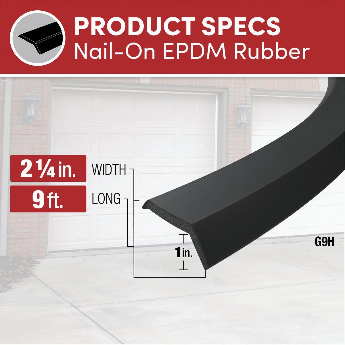 Frost King 2-1/4 In. x 9 Ft. Black Rubber Weatherstrip Garage Door Seal - photo 4