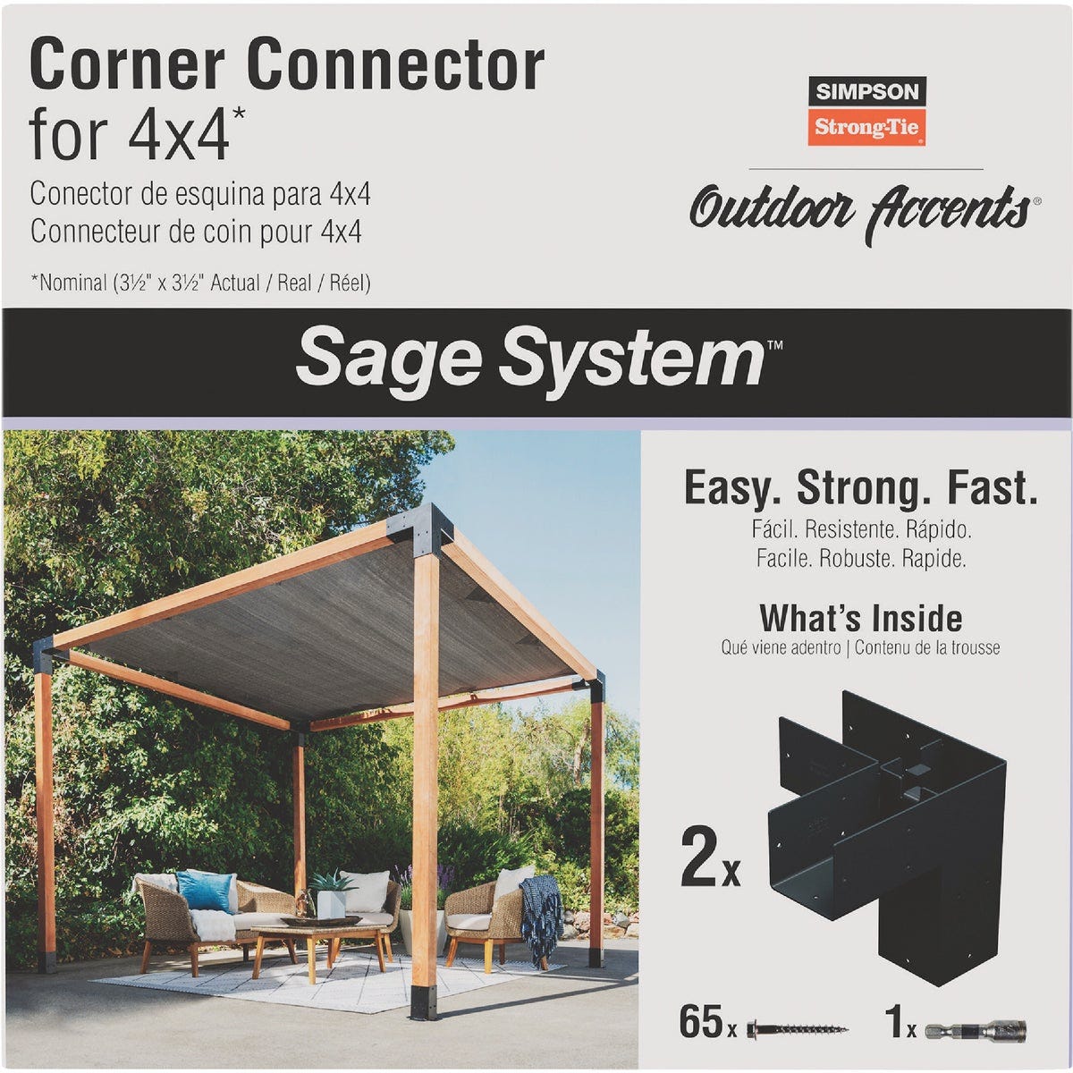 Simpson Strong-Tie Outdoor Accents Sage System Black Powder-Coated Corner Connector for 4x4 with Screws (2-Pack) - photo 6