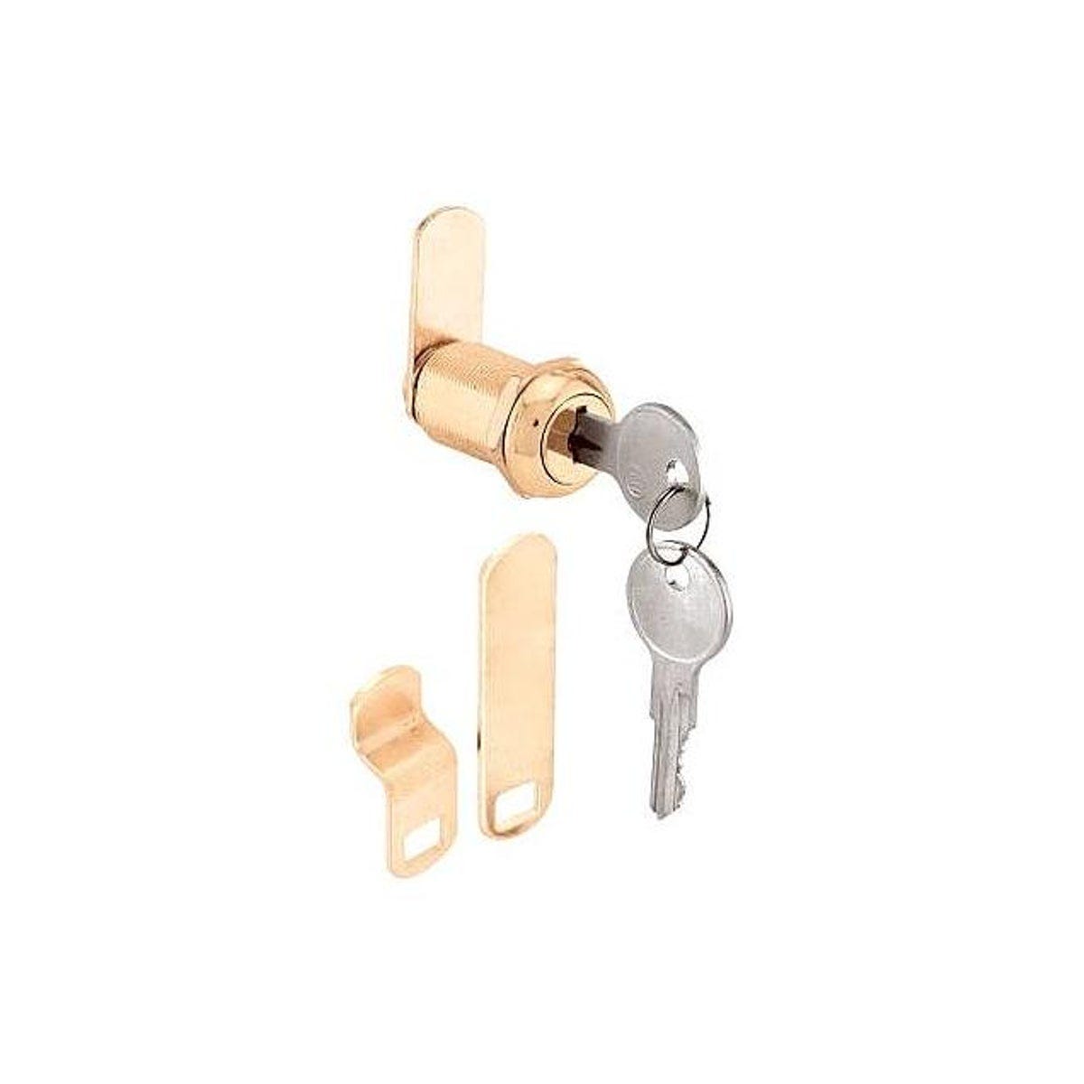 Prime-Line 1-1/8 In. Brass Finish Drawer/Cabinet Lock