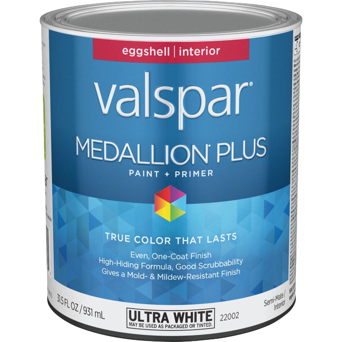 Valspar Medallion Plus Premium Paint & Primer Eggshell Interior Paint, Ultra White, 1 Qt.