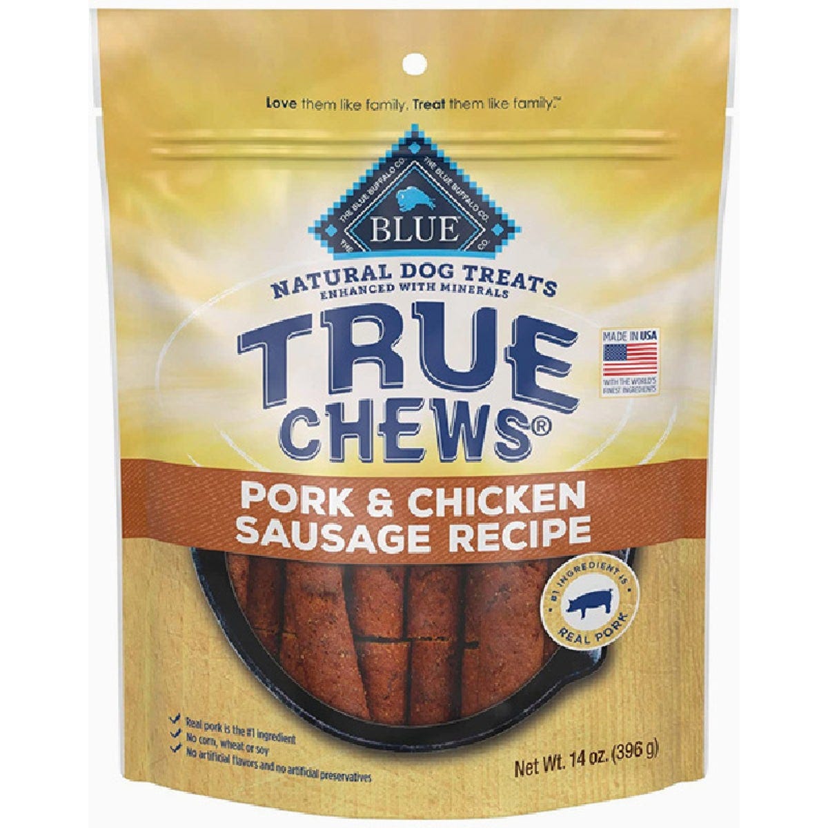 Blue Buffalo True Chews Natural Grain-Free Pork & Chicken Sausage Dog Treat, 14 Oz.