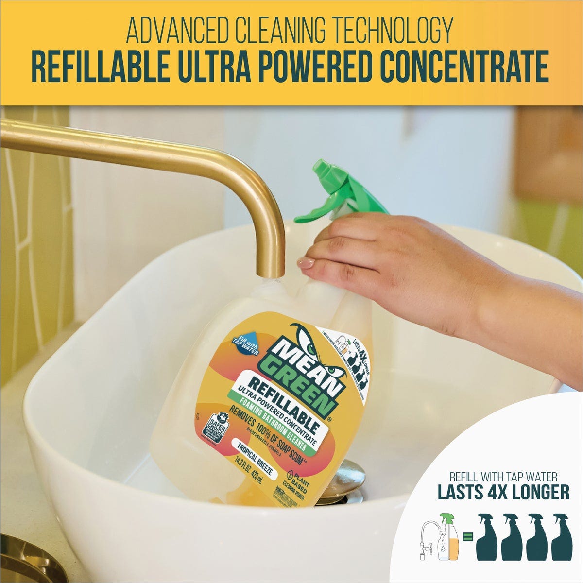 Mean Green 28 Oz. Tropical Breeze Refillable Bathroom Cleaner | True ...