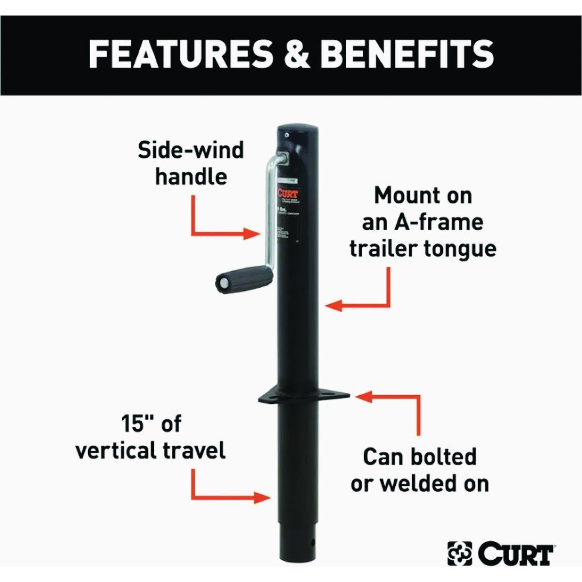 Curt 2000 Lb. A-Frame Jack With Side Handle, 14-1/2 In. Travel - photo 2 Curt 2000 Lb. A-Frame Jack With Side Handle, 14-1/2 In. Travel - photo 2