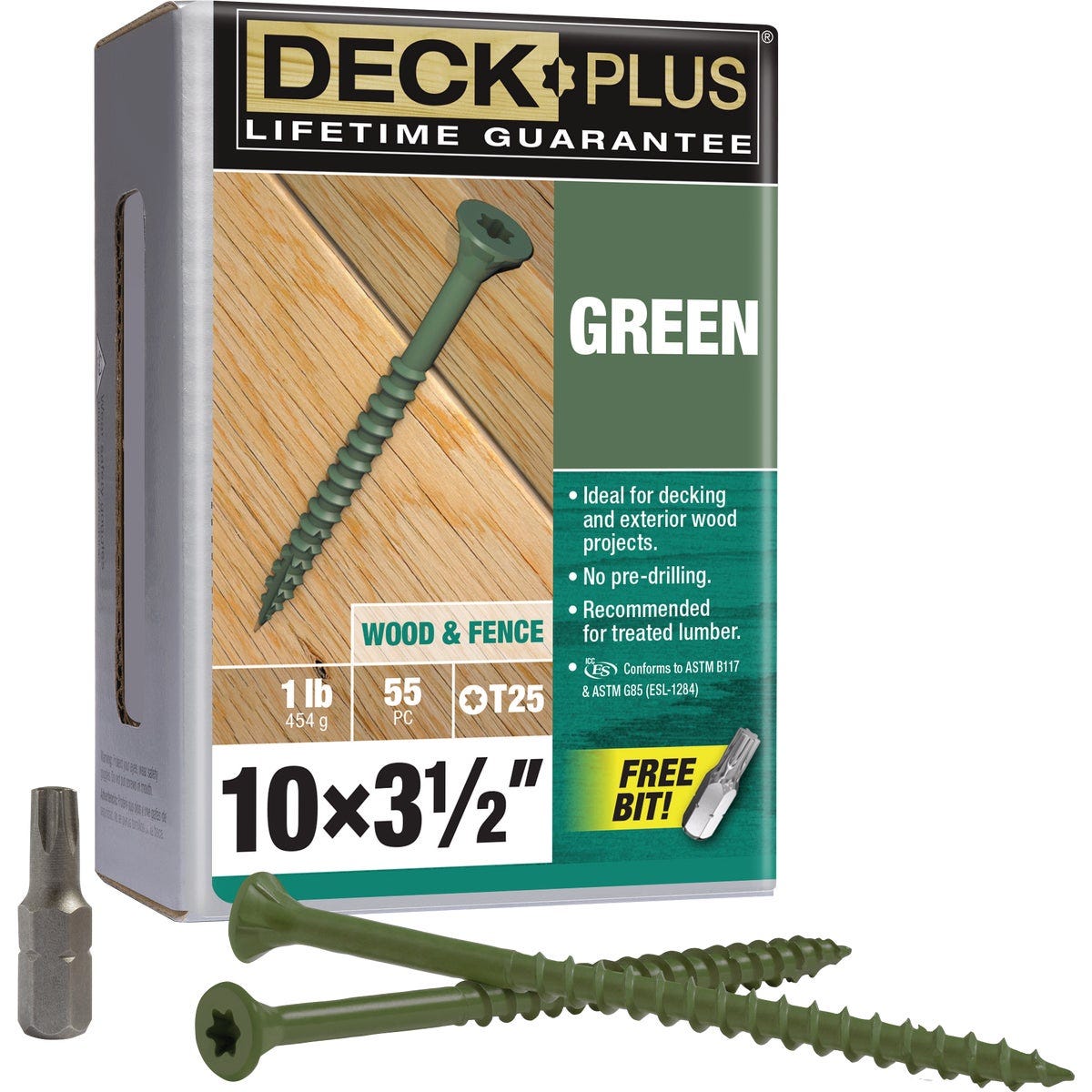 Hillman Deck Plus #10 x 3-1/2 In. Green Deck Screw (55-Count) Hillman Deck Plus #10 x 3-1/2 In. Green Deck Screw (55-Count)