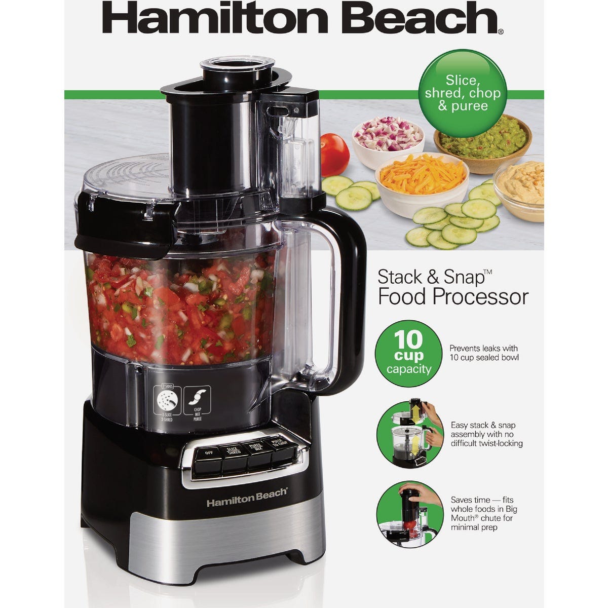 Hamilton Beach Stack & Snap 10 Cup Food Processor- - photo 2