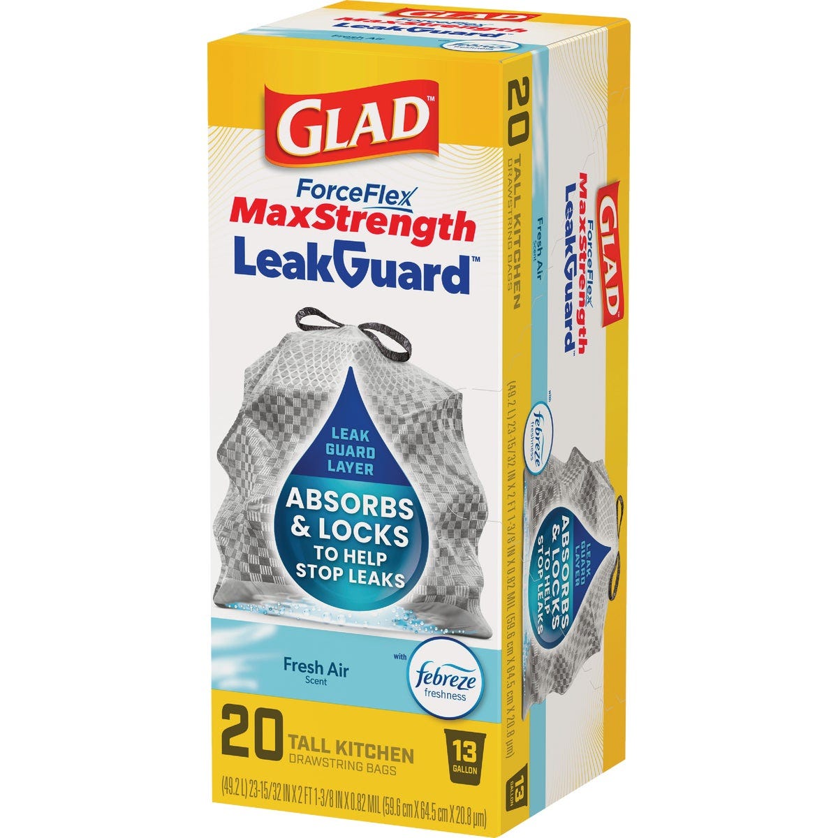 Glad 13 Gal. ForceFlex MaxStrength LeakGuard Tall Kitchen Drawstring Trash Bags, Fresh Air Scent (20-Count) - photo 2 Glad 13 Gal. ForceFlex MaxStrength LeakGuard Tall Kitchen Drawstring Trash Bags, Fresh Air Scent (20-Count) - photo 2