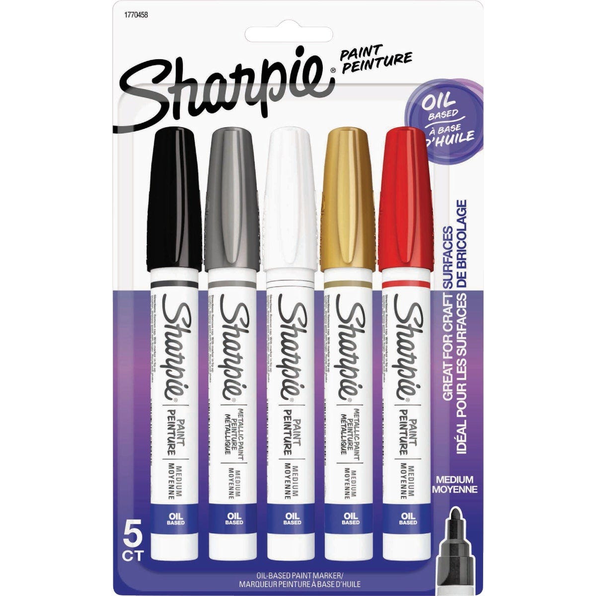 Sharpie Assorted Metallic Medium Point Oil-Based Paint Marker (5-Pack) - photo 2