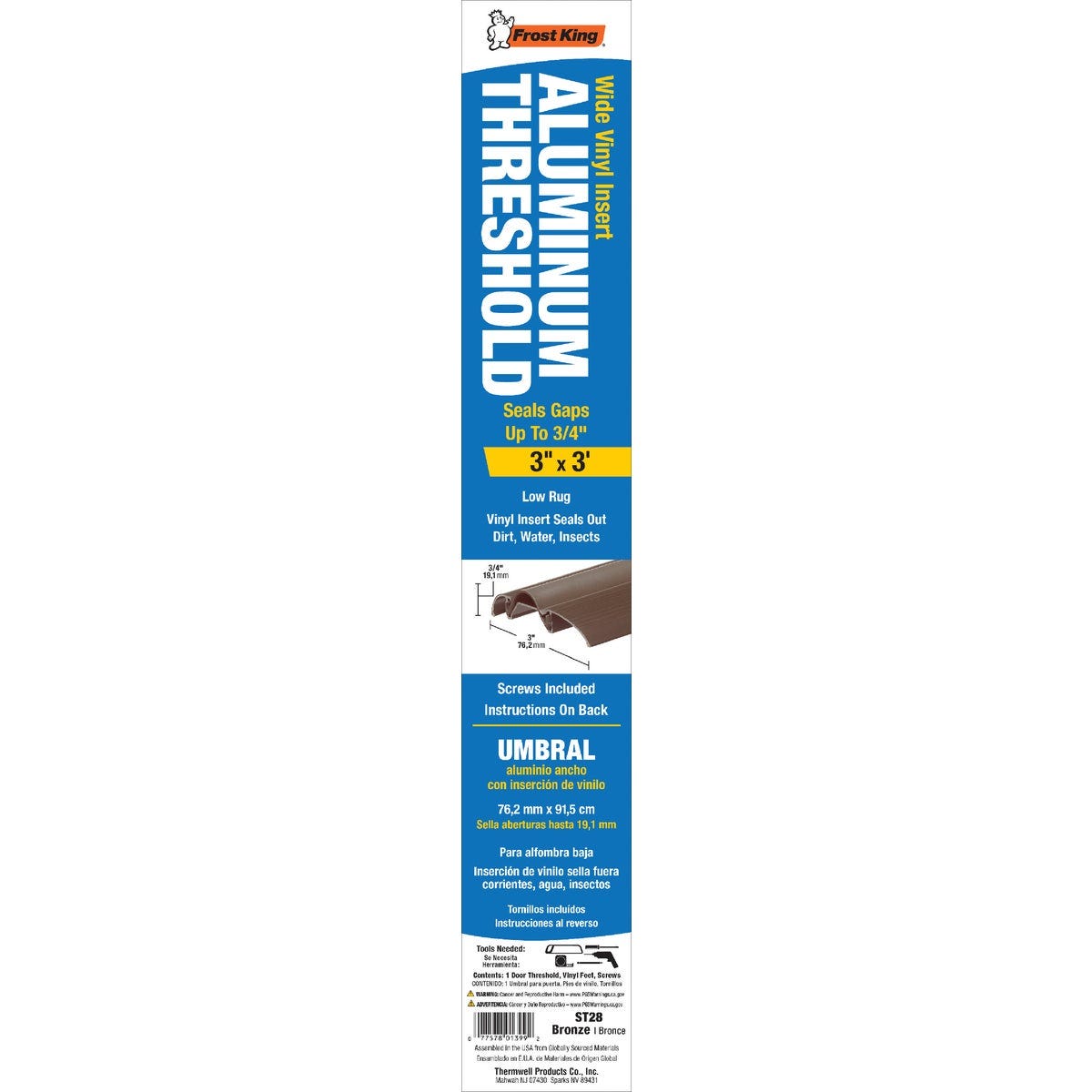 Frost King Low 36 In. L x 3 In. W x 3/4 In. H Bronze Threshold - photo 2 Frost King Low 36 In. L x 3 In. W x 3/4 In. H Bronze Threshold - photo 2