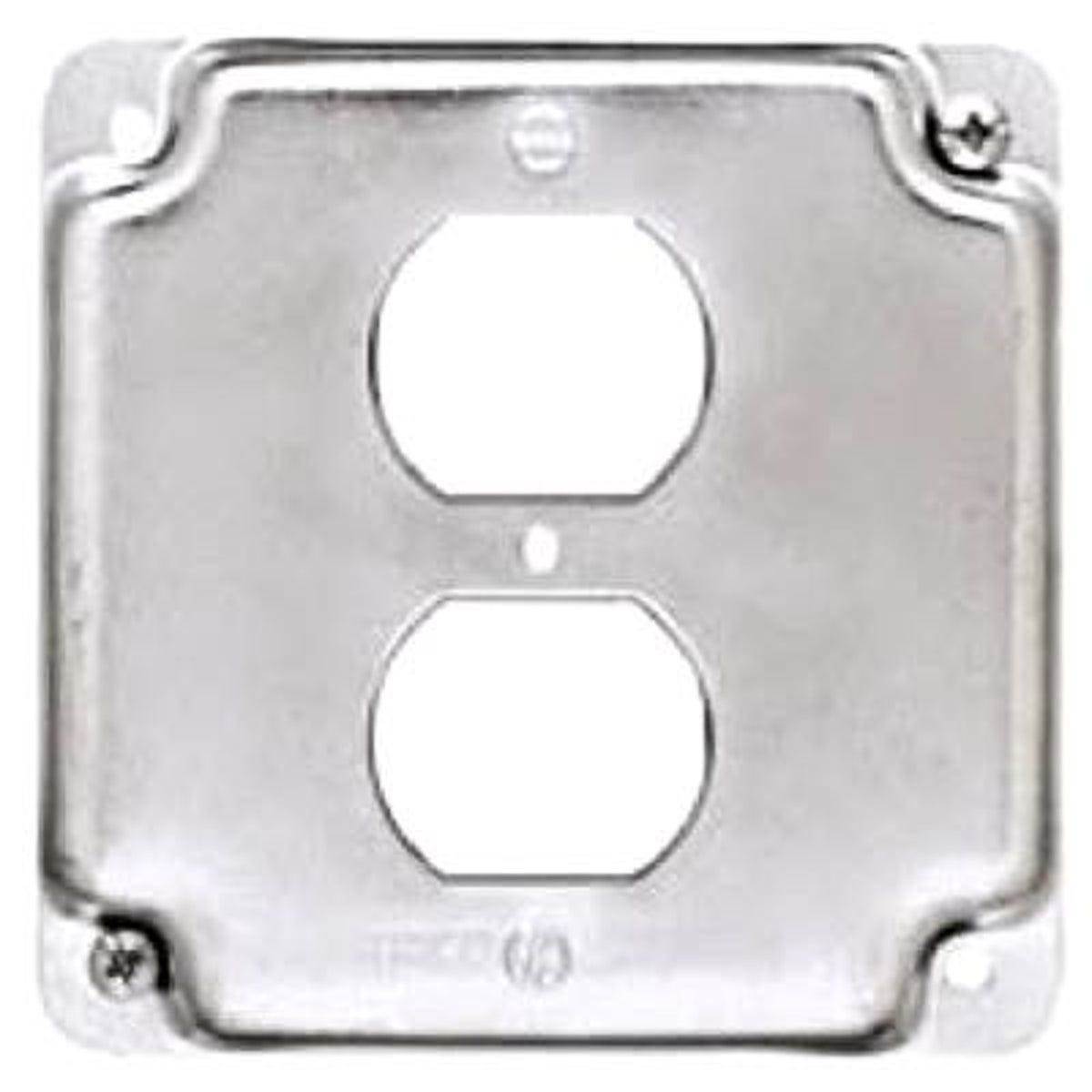 Raco Single Duplex Receptacle Exposed 4 In. Square Device Cover Raco Single Duplex Receptacle Exposed 4 In. Square Device Cover