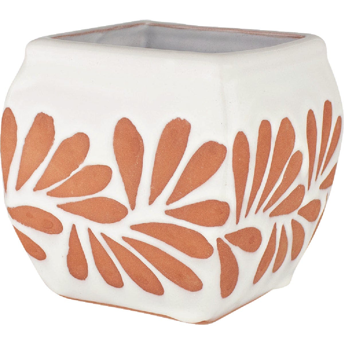 Syndicate Home and Garden 5 In. Bubble Square Plumeado White Clay Planter