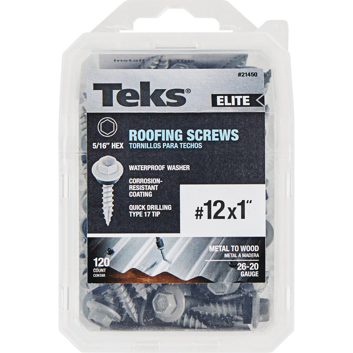 Teks Elite #12 x 1 In. Hex Washer Head Sharp Point Metal to Wood Roofing Screw (120-Count) - photo 2 Teks Elite #12 x 1 In. Hex Washer Head Sharp Point Metal to Wood Roofing Screw (120-Count) - photo 2