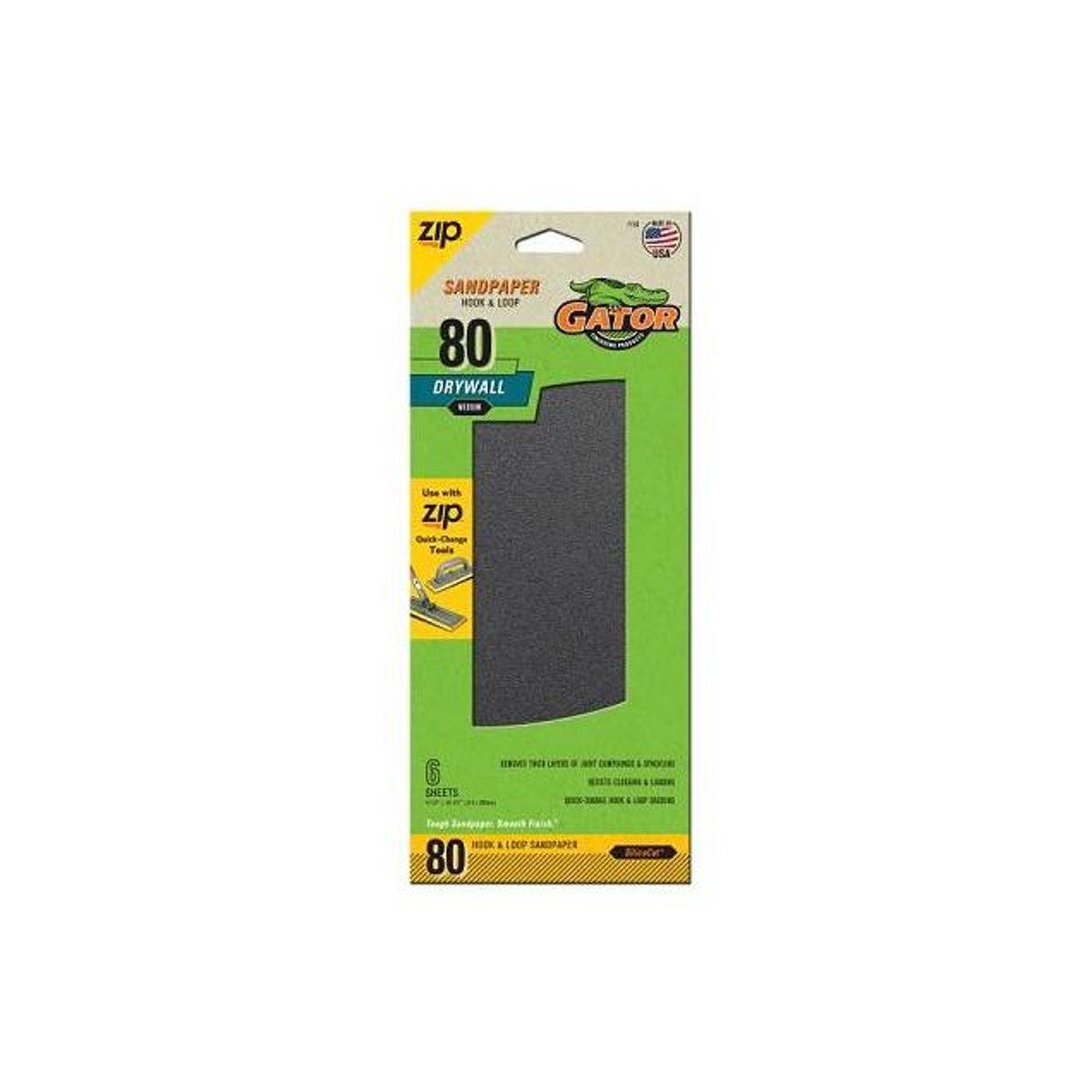 Gator Grit 80 Grit Drywall Hook & Loop Sandpaper (6-Pack)