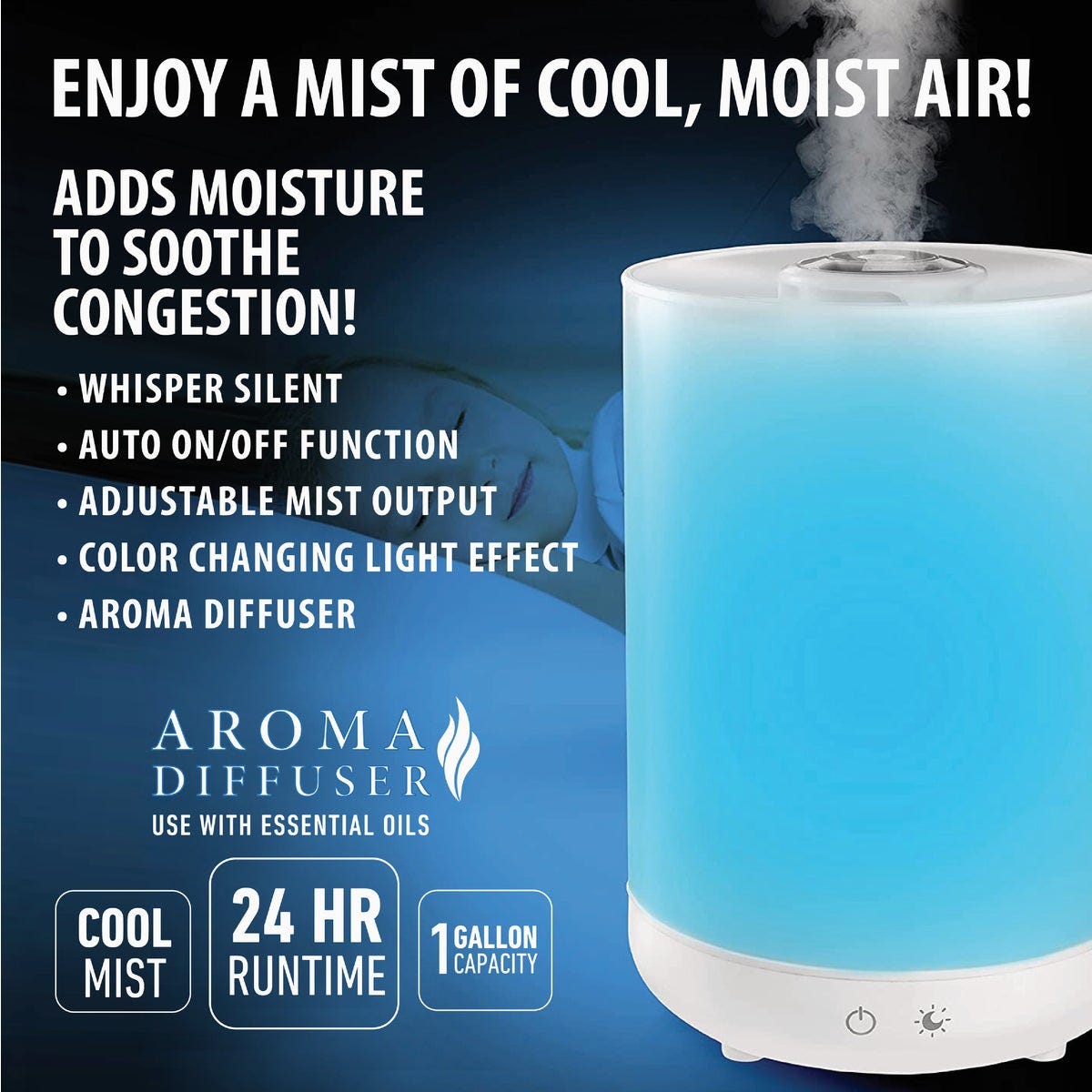 Bell+Howell 1 Gal. Top Fill Ultrasonic Color Changing Humidifier and Aroma Diffuser - photo 4 Bell+Howell 1 Gal. Top Fill Ultrasonic Color Changing Humidifier and Aroma Diffuser - photo 4