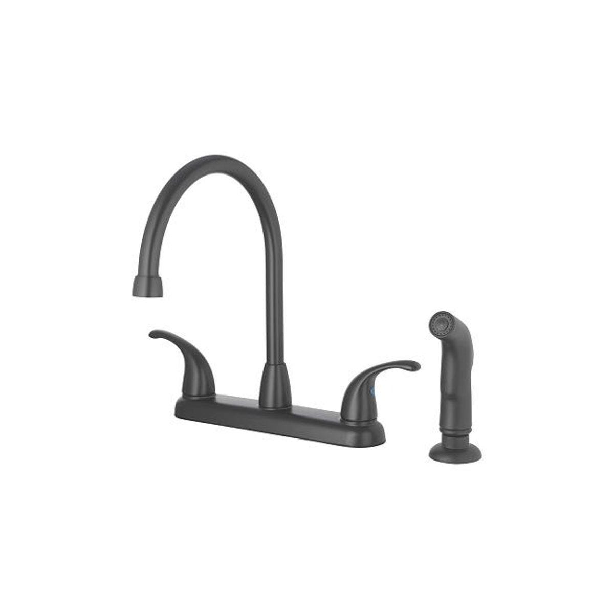 HomePointe 2-Lever Handle Matte Black High Arc Kitchen Faucet