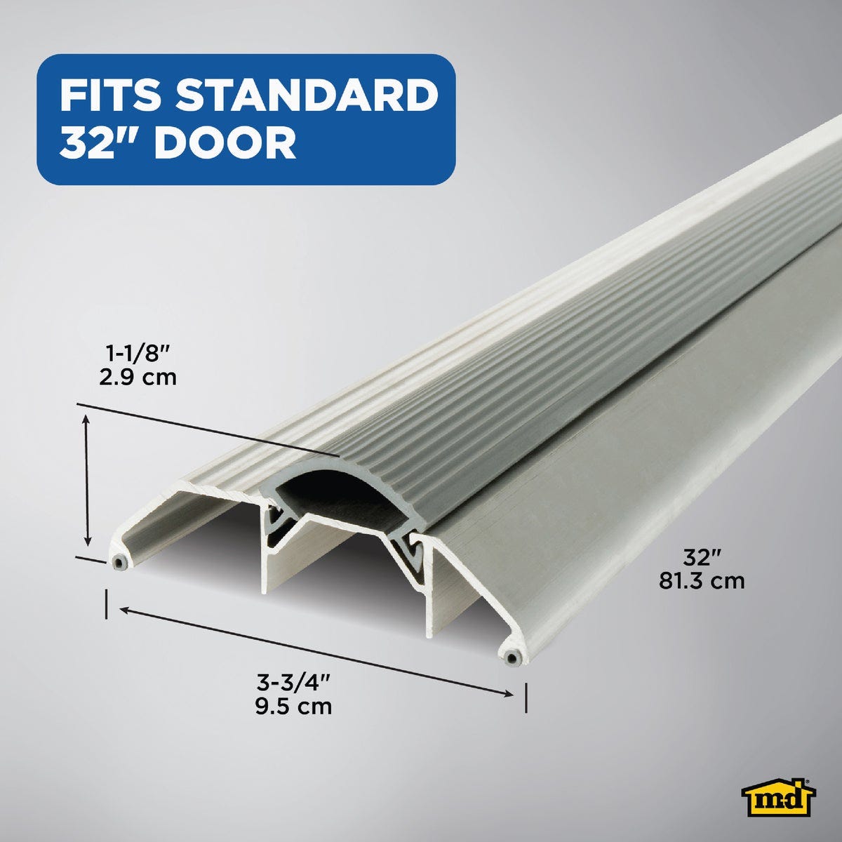 M-D Building Products 3-3/4 In. x 1-1/8 In. x 32 In. Silver Aluminum and Vinyl Heavy-Duty High-Profile Threshold - photo 4 M-D Building Products 3-3/4 In. x 1-1/8 In. x 32 In. Silver Aluminum and Vinyl Heavy-Duty High-Profile Threshold - photo 4