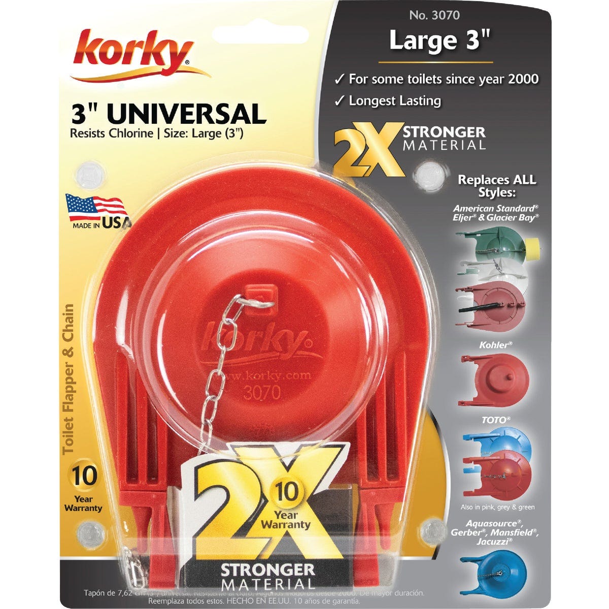 Korky Large 3 In. 2X High Performance Universal Toilet Flapper - photo 2