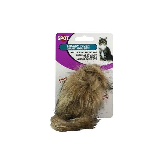 Spot Shaggy Plush Giant Mouse Cat Toy With Catnip