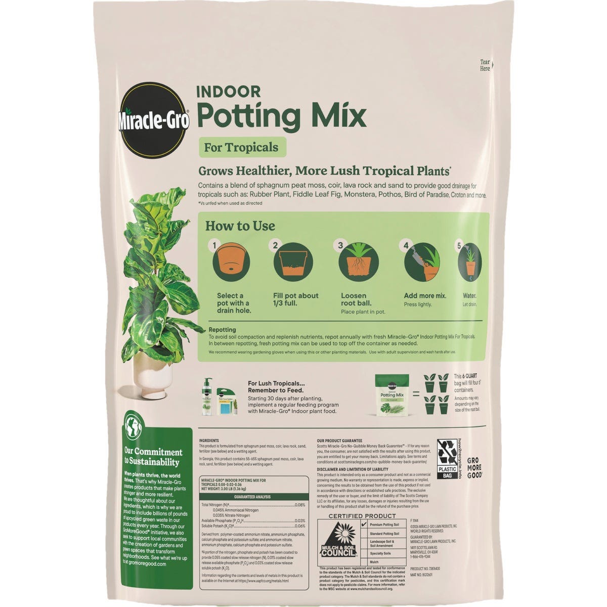 Miracle-Gro 6 Qt. Tropical Potting Mix - photo 2 Miracle-Gro 6 Qt. Tropical Potting Mix - photo 2
