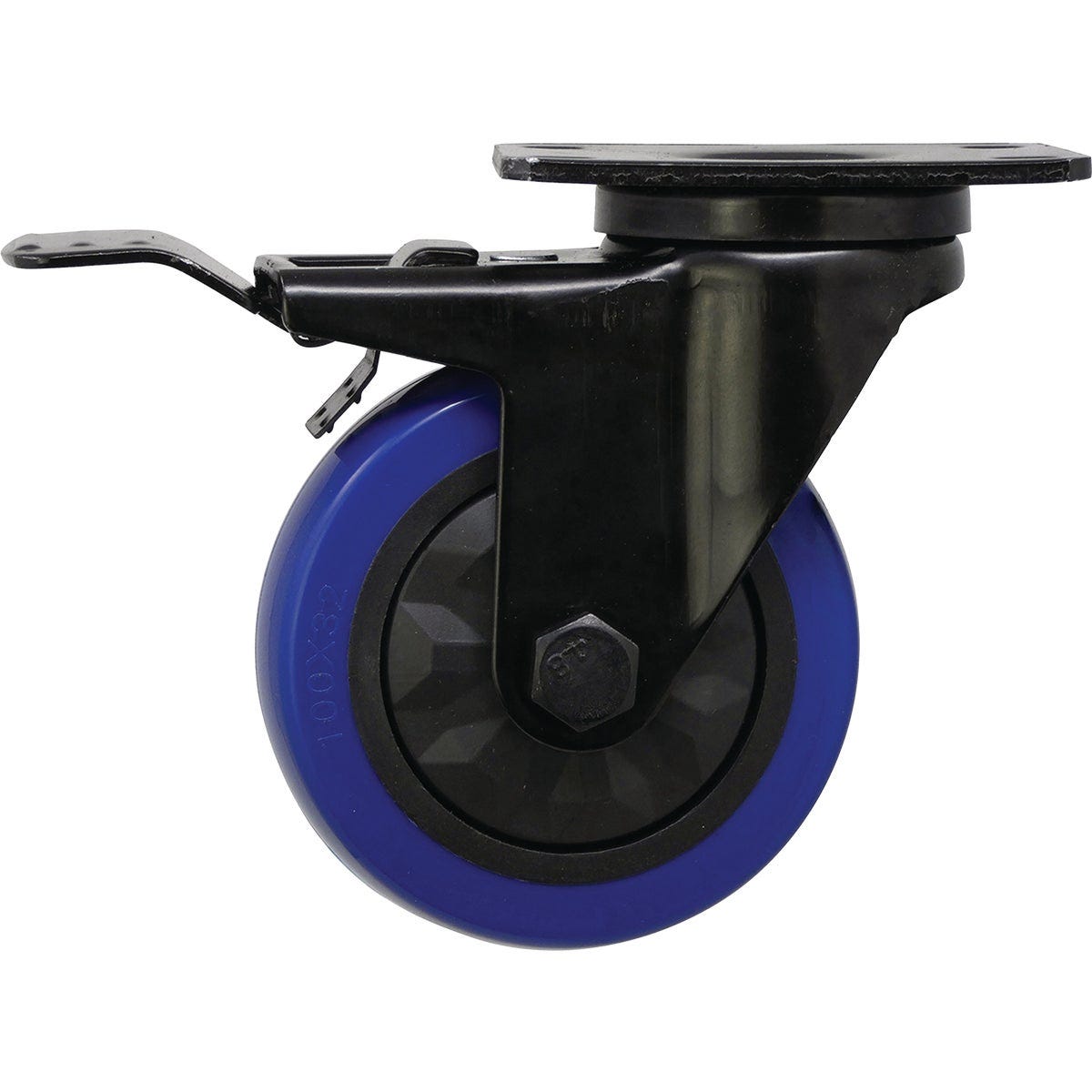 Shepherd Hardware 4 In. Blue Diamond TPU Swivel Plater Caster with Brake Shepherd Hardware 4 In. Blue Diamond TPU Swivel Plater Caster with Brake