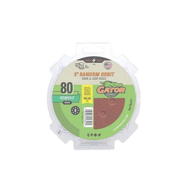 Gator 5 In. 80-Grit 8-Hole Pattern Hook & Loop Sanding Discs (4