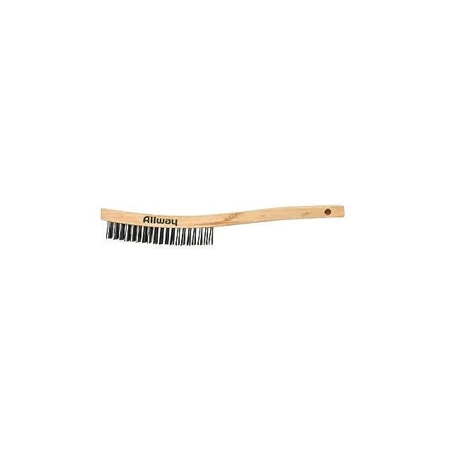 Allway Carbon Steel Wire Brush With Wood Handle, 3 x 19 Rows
