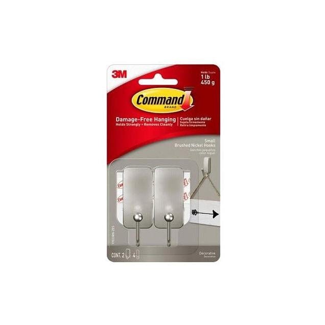 3M Command Small Brushed Nickel Hooks 3M Command Small Brushed Nickel Hooks