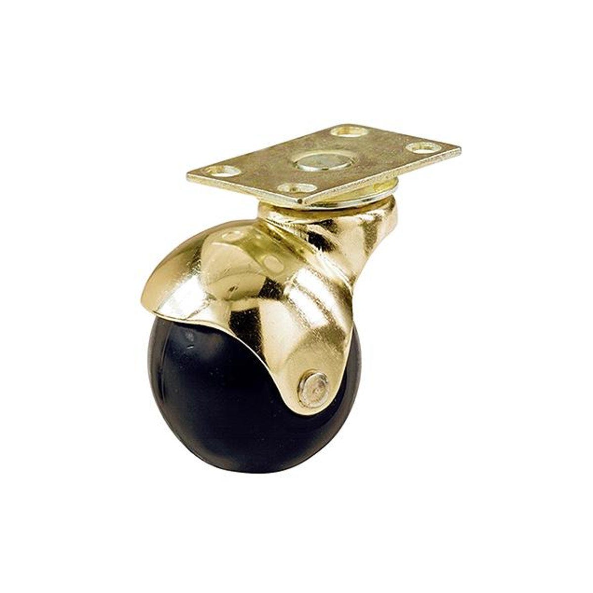 TruGuard 2 In. Black with Brass Hood Caster with Plate Wheel Caster (2-Pack)