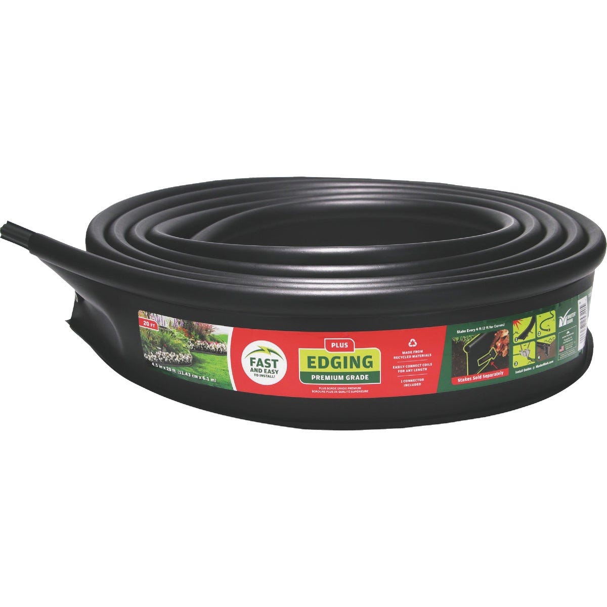 Master Mark Plus 4.5 In. H. x 20 Ft. L. Black Plastic Lawn Edging