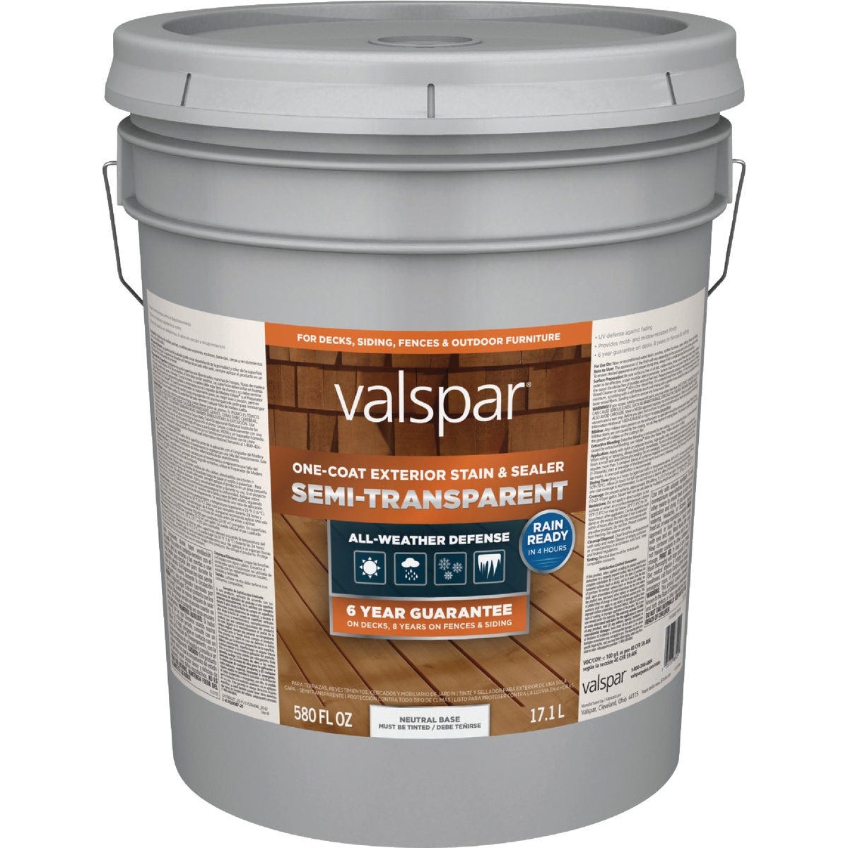Valspar Semi Transparent Deck Stain, Neutral Tint Base, 5 Gal. - photo 2 Valspar Semi Transparent Deck Stain, Neutral Tint Base, 5 Gal. - photo 2