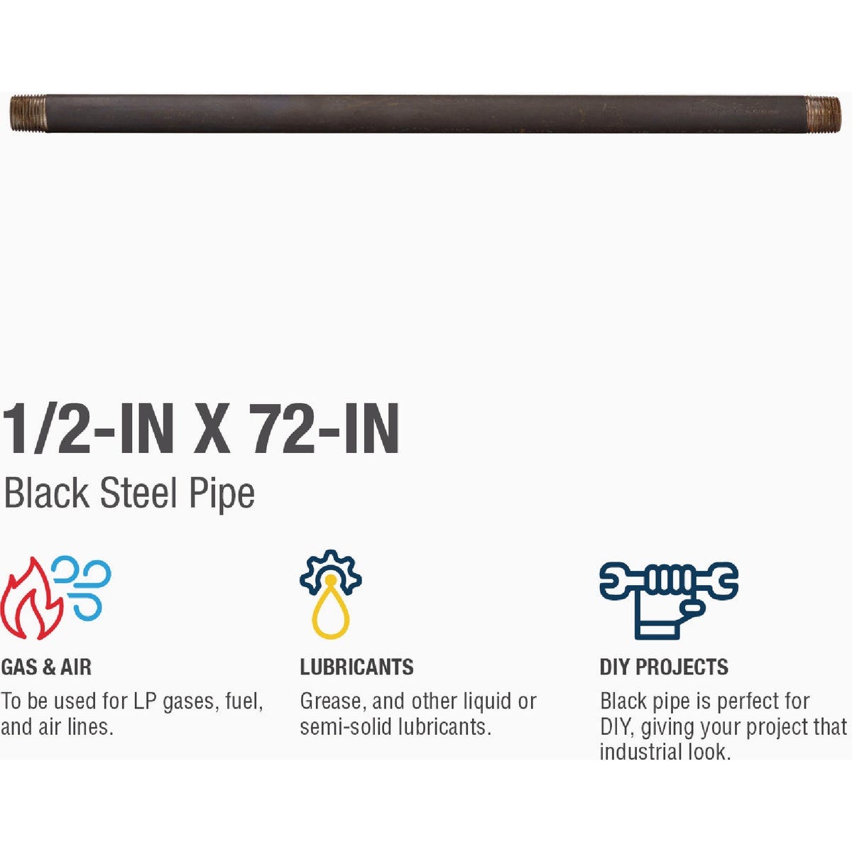 Southland 1/2 In. x 72 In. Carbon Steel Threaded Black Pipe - photo 3 Southland 1/2 In. x 72 In. Carbon Steel Threaded Black Pipe - photo 3