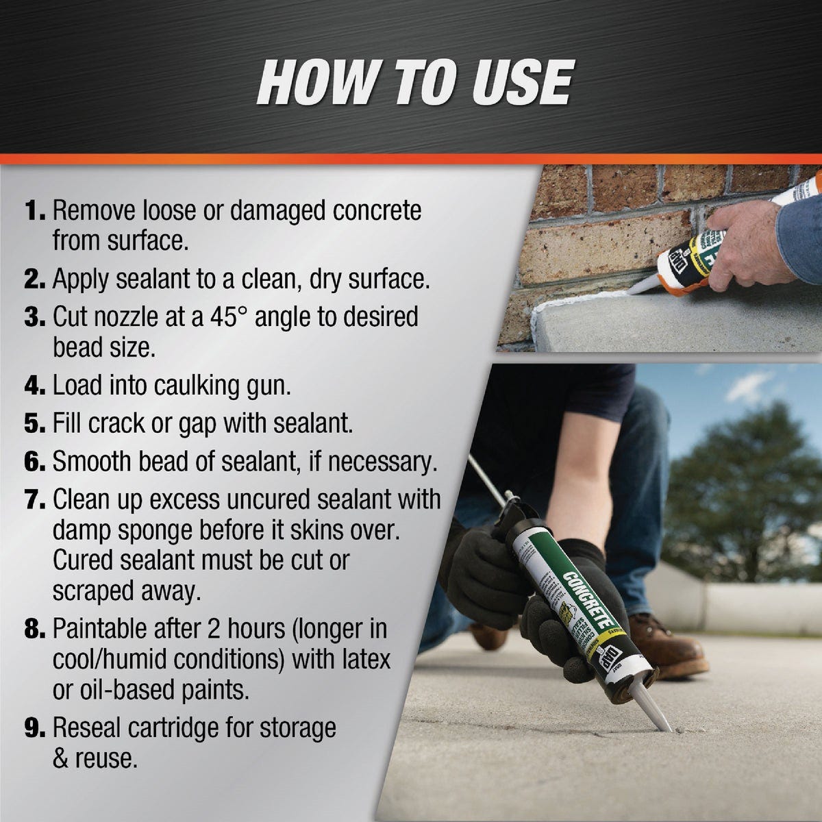 DAP 10.5 Oz. Gray Concrete Waterproof Filler and Sealant - photo 5