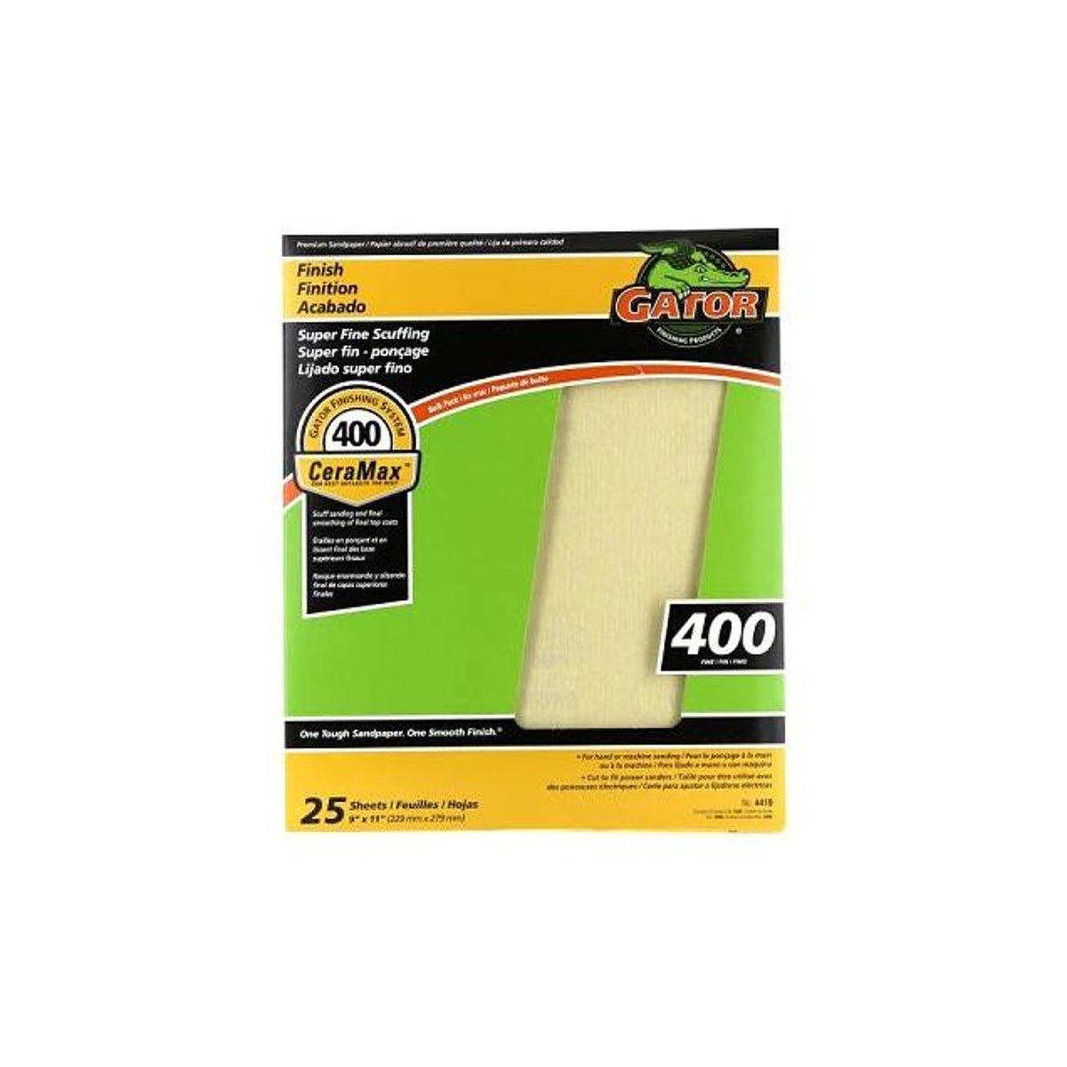 GatorGrit 9 In. x 11 In. 400-Grit Fine Premium Ceramic Sandpaper (25-Pack)