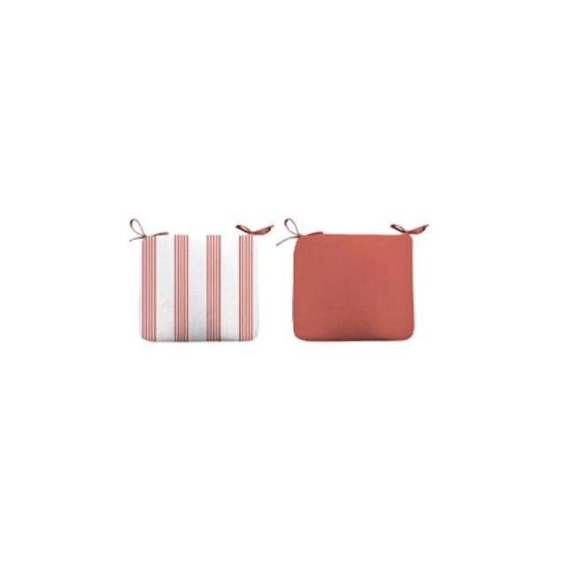 Patio Premier 18 In. x 15 In. x 3.5 In. Red Striped Patio Seat Pad Patio Premier 18 In. x 15 In. x 3.5 In. Red Striped Patio Seat Pad